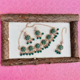 VATSALYA creation Rose Gold-Plated Artificial Stone Studded Jewellery Set-image-88