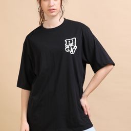 MORSE CODE Typography Printed Oversized Pure Cotton T-shirt-99