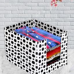 Kuber Industries Set Of 6 White & Black Printed Wardrobe Organisers With Handles image 1