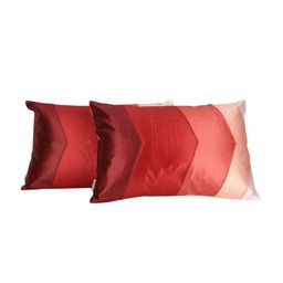 Home Red Set of 2 Colourblocked Rectangle Cushion Covers image 2