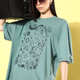 The Roadster Life Co. Printed Drop-Shoulder Sleeves Oversized Longline T-shirt-14