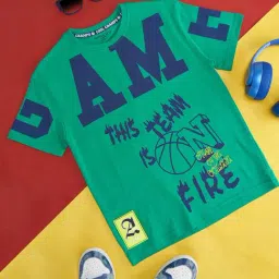 Pantaloons Junior Green Printed Cotton Regular Fit T-Shirt-picture-8