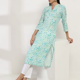 Rangriti Women Geometric Printed Chikankari Kurta-48