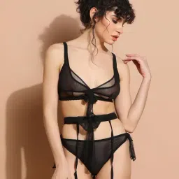 Da Intimo Black Non-Padded Wireless Bra & Panty Set-image-77