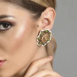 Fida Ethnic Gold-Plated Floral Meenakari Kundan Pearl Stud Earrings-image-80
