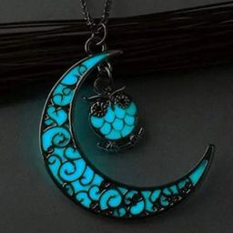 Peora Silver-Plated Cute Moon Owl Fashion Glow in The Dark Night Wear Pendant Chain Necklace-36