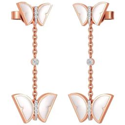 Joyalukkas 18k (750) Purity Rose Gold Ivory Butterfly Dreams Diamond Earrings-6