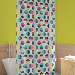 ArtzFolio Grey & Blue Prined Waterproof Shower Curtain-image-95