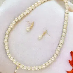 Sri Jagdamba Pearls Dealer Jabi 1 Line Pearl Necklace Set-image-47