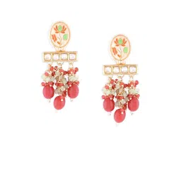 Zaveri Pearls Multicolor Meenakari Cluster Beads Embellished Kundan Ethnic Drop Earring-ZPFK15639 image 3