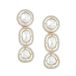 Zaveri Pearls Gold Tone Artificial Stones & Austrian Diamonds Dangler Earring-ZPFK16885 image 3