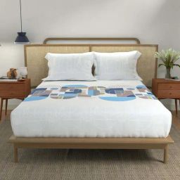 Urban Space Divine Binary Sky Blue Cotton 144 TC Bedsheet With 2 Pillow Cover-image-67