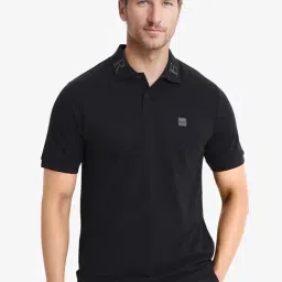 Rare Rabbit Black Regular Fit Solid Polo T-Shirt-picture-49