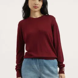 United Colors Of Benetton Maroon Regular Fit Sweater-picture-29