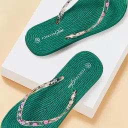 Forever Glam by Pantaloons Women's Bottle Green Flip Flops-image-93