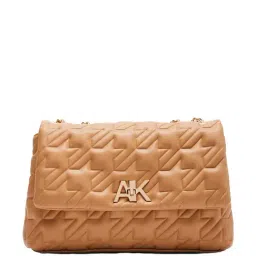 Anne Klein Tan Quilted Satchel Handbag-65