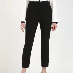 TOMMY HILFIGER Black Polyester Solid Trousers-77