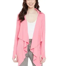 Hypernation Pink Cotton Shrug-image-45