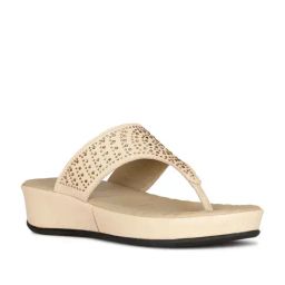 Scholl by Bata Women's POPPY Beige Thong Wedges-picture-15