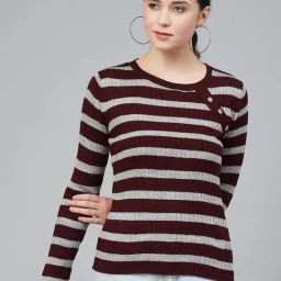 Cayman Coffee & Grey Striped Sweater-image-28