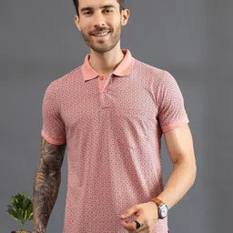 Dadu Dayal Men Bio Finish Geometric Printed Polo Collar Cotton T-shirt-picture-38