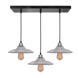 Homesake Linear Cluster Black & White Metal Ribbed Glass Pendant Light  (Bulb not included)-15