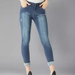 DOLCE CRUDO Blue Distressed Jeans-image-99