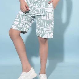Crimsoune Club Kids Green & White Printed Shorts-picture-31