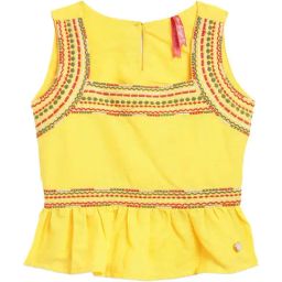 Blue Giraffe Kids Yellow Cotton Embroidered Top-image-109