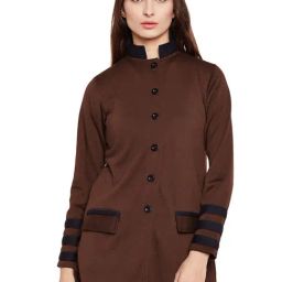 Belle Fille Brown & Black Regular Fit Coat-image-16