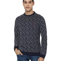 Allen Solly Navy Cotton Regular Fit Printed Sweatshirt-image-101