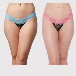 Secrets By ZeroKaata Multicolor Lace Panty (Pack of 2)-image-7