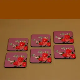 ICRAFT Lilac Haze Series Purple & Beige Mdf Coaster - Set of 6-image-18