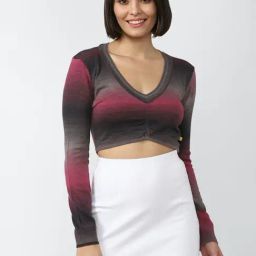 Forever 21 Grey & Pink Tie-Dye Crop Top-image-74