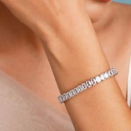 Abdesigns Silver Abstract Statement American Diamond Link Bracelets-17