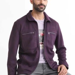 Rare Rabbit Purple Boxy Fit Solid Jacket-image-59