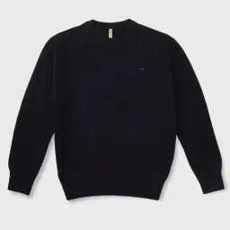 Gini & Jony Kids Black Cotton Textured Pattern Full Sleeves Sweater-image-84