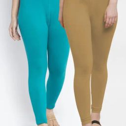 Gracit Blue & Skin Mid Rise Leggings - Pack Of 2-image-89