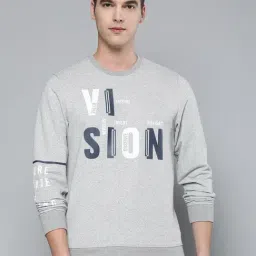 ALCIS Grey Regular Fit Printed Sweatshirt-8