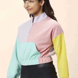 People by Pantaloons Multicolored Color-Block Sweatshirt image 3