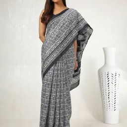 Soch White Art Silk Printed Saree with Unstitched Blouse-87