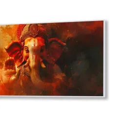 Nestroots Multicolor Canvas Majestic Ganesha Canvas Wall Painting - Black Floating Frame image 3