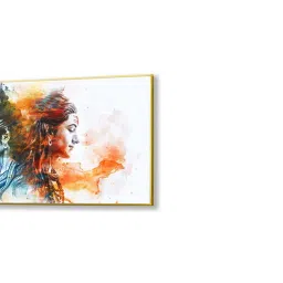 Nestroots Multicolor Canvas Shiva's Colorful Duality Wall Painting - White Floating Frame image 3