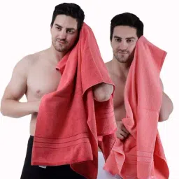 Dollar Salmon Pink & Pink 400 GSM 100% Cotton Bath Towels - Set of 2-image-127