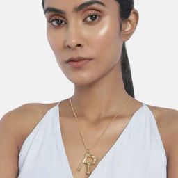 Peora Initial Alphabet R Gold-Plated Pendant Chain Necklace-33
