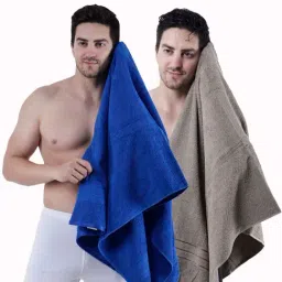 Dollar Royal Blue & Nature Lux 400 GSM 100% Cotton Bath Towels - Set of 2-41