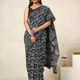 Soch Black Art Silk Printed Saree with Unstitched Blouse-image-43