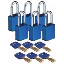 BRADY Lockout Padlock with 6 Keys Aluminum Blue, 55JY35 (Set of 6 Pcs)-image-89