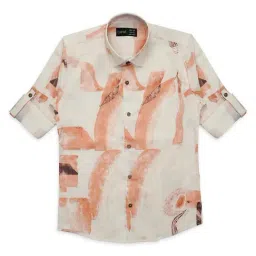 Cavio Kids Khaki Printed Shirt-image-40