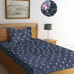 Klotthe Dark Grey 300 TC Wool Single Elastic Bedsheet with Pillow Cover-image-71